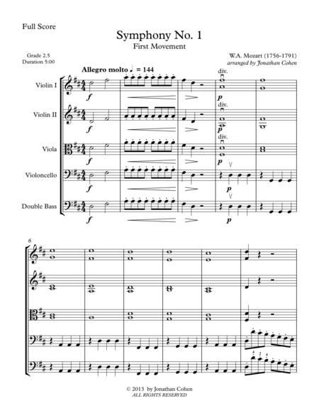 Mozart Symphony No. 1 K16 Full Score